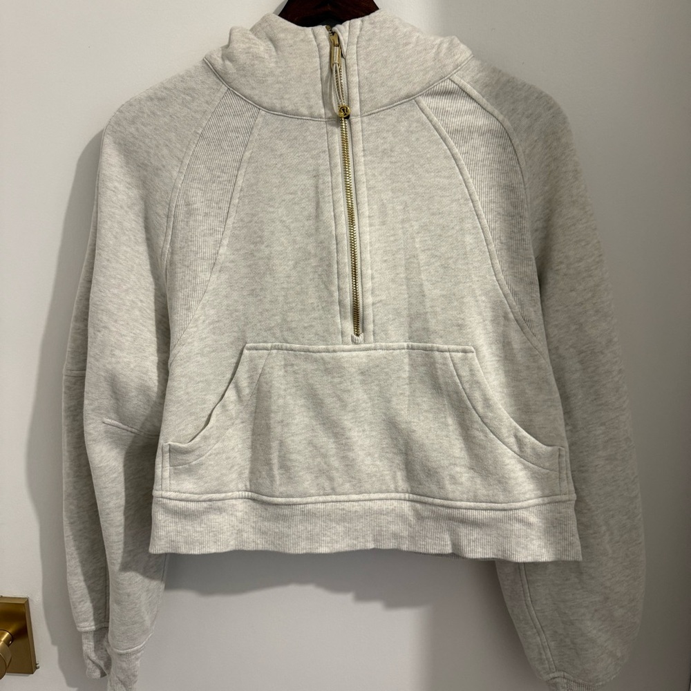 Lululemon Scuba Oversized Half-Zip Gold Zip Hoodie Heather Gray XS/S